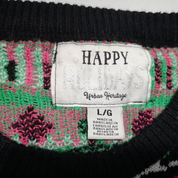 Happy Holidays Urban Heritage Ladies Size Large Bah Humbug Festive Sweater - Picture 3 of 12